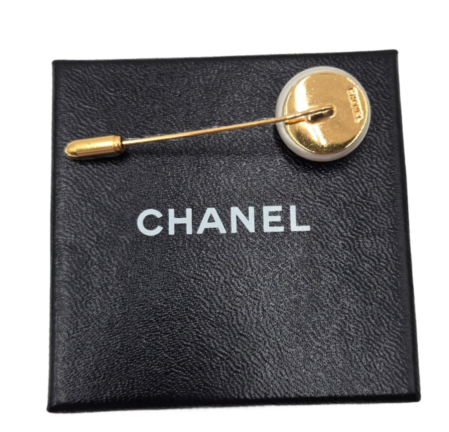 Chanel Classic Gold Plated CC Faux Pearl Pin - Vintage