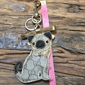 Authentic Gucci GG Plus Guccioli Oliver Dog Pug Keychain Charm