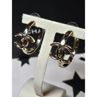#185 Chanel CC Hoop Earrings Gold 2017 Sprin/Summer