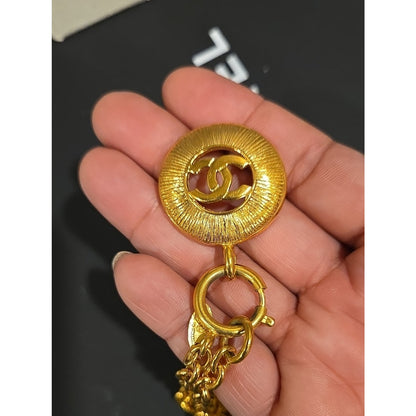 #1112 Vintage Chanel Coco Sunburst Interlocking CC Medallion Necklace GP