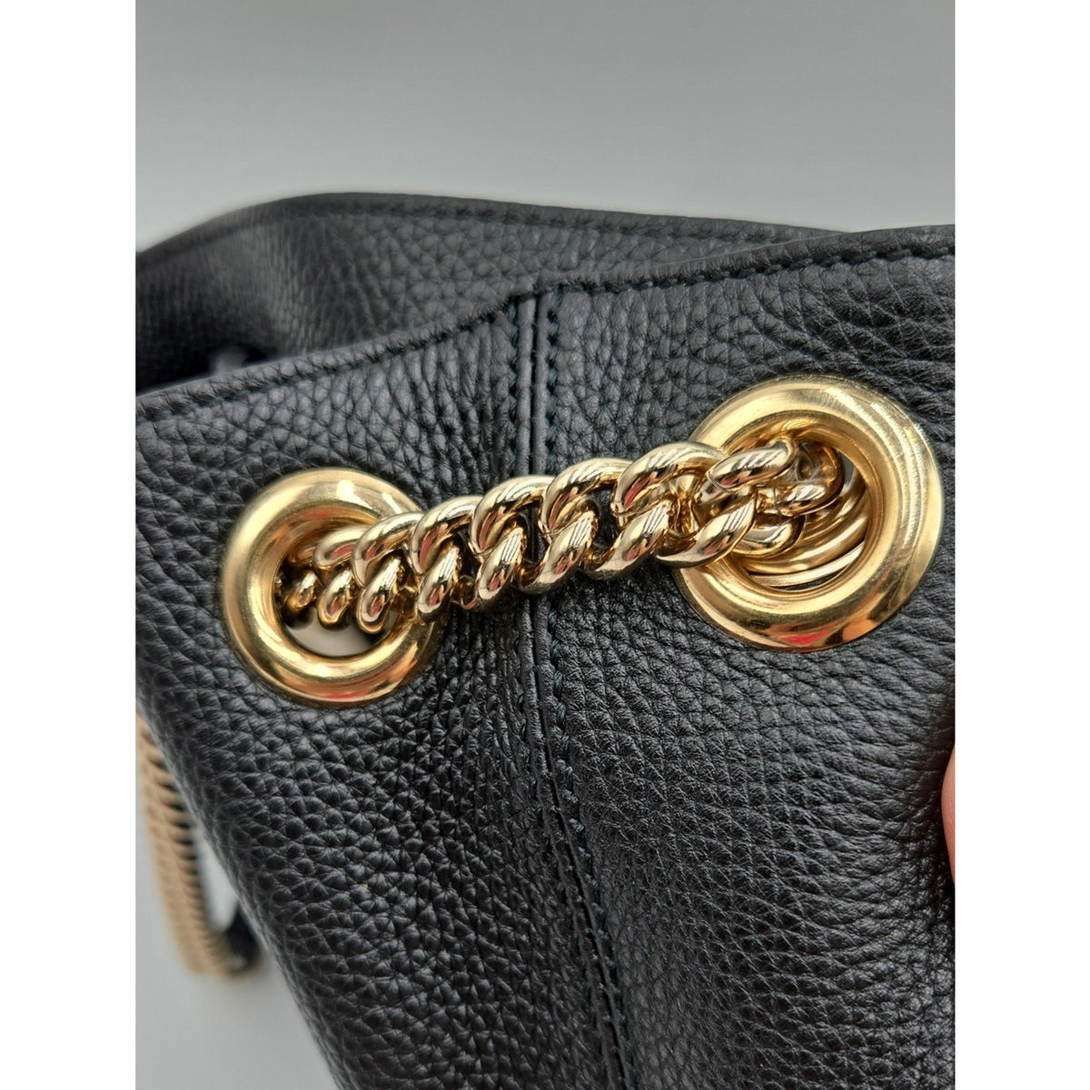 Gucci Interlocking G Soho Chain Tote Handbag, Leather, Black, 536196 - COA incl