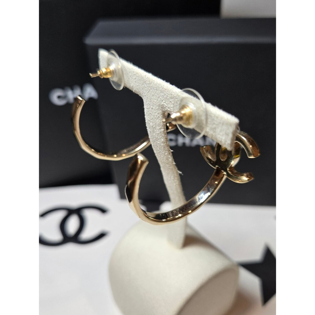 #185 Chanel CC Hoop Earrings Gold 2017 Sprin/Summer