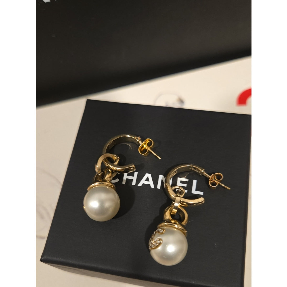 #204 CHANEL Coco Mark A22B Piercing jewelry GP x rhinestone Earrings