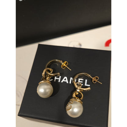 #204 CHANEL Coco Mark A22B Piercing jewelry GP x rhinestone Earrings