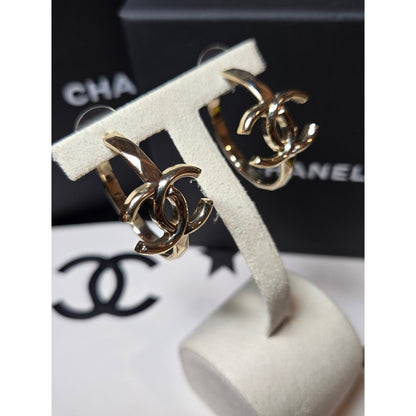 #185 Chanel CC Hoop Earrings Gold 2017 Sprin/Summer