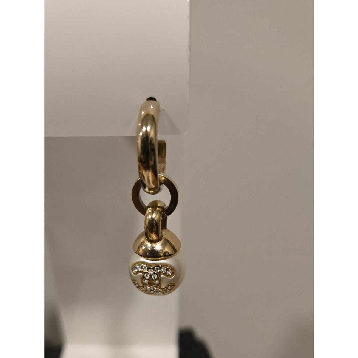 #204 CHANEL Coco Mark A22B Piercing jewelry GP x rhinestone Earrings