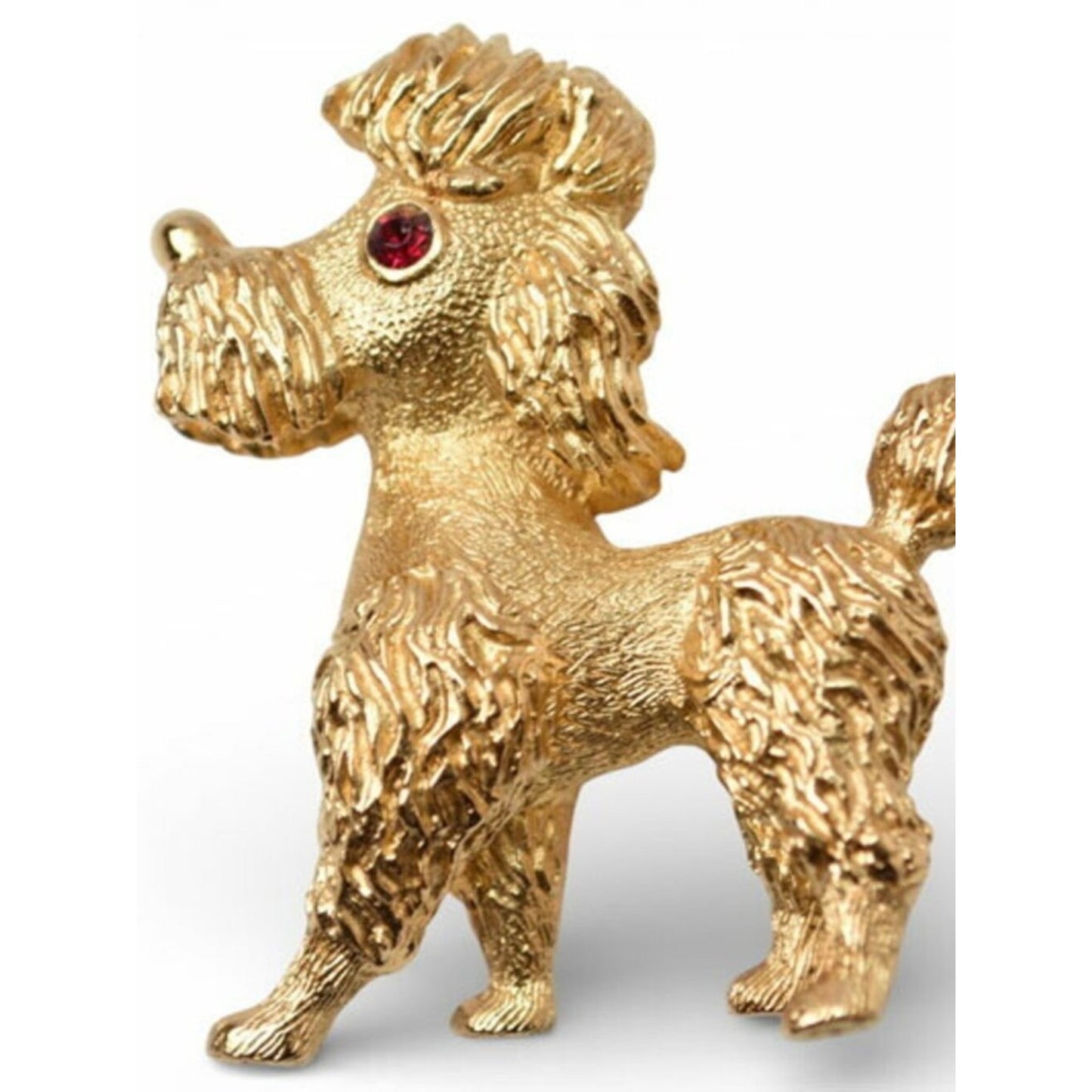 #137 - Christian Dior Pin Brooch Toy Poodle Dog Motif Rhinestone Gold