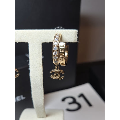 #491 Chanel 2022 Strass CC Drop Earrings
