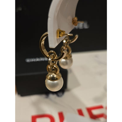 #204 CHANEL Coco Mark A22B Piercing jewelry GP x rhinestone Earrings