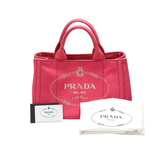 PRADA Canvas Canapa Tote Cotton Denim B2439G Pink 2-way Bag