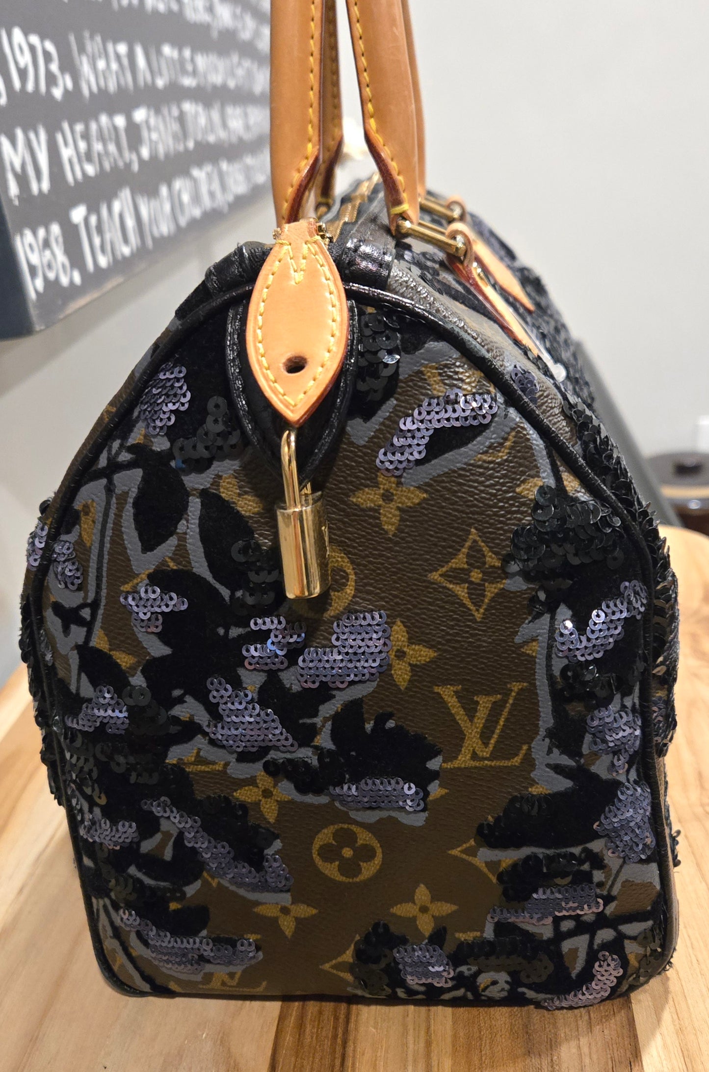 Louis Vuitton Speedy 30 Monogram FLEUR DE JAIS Sequins, COA Included