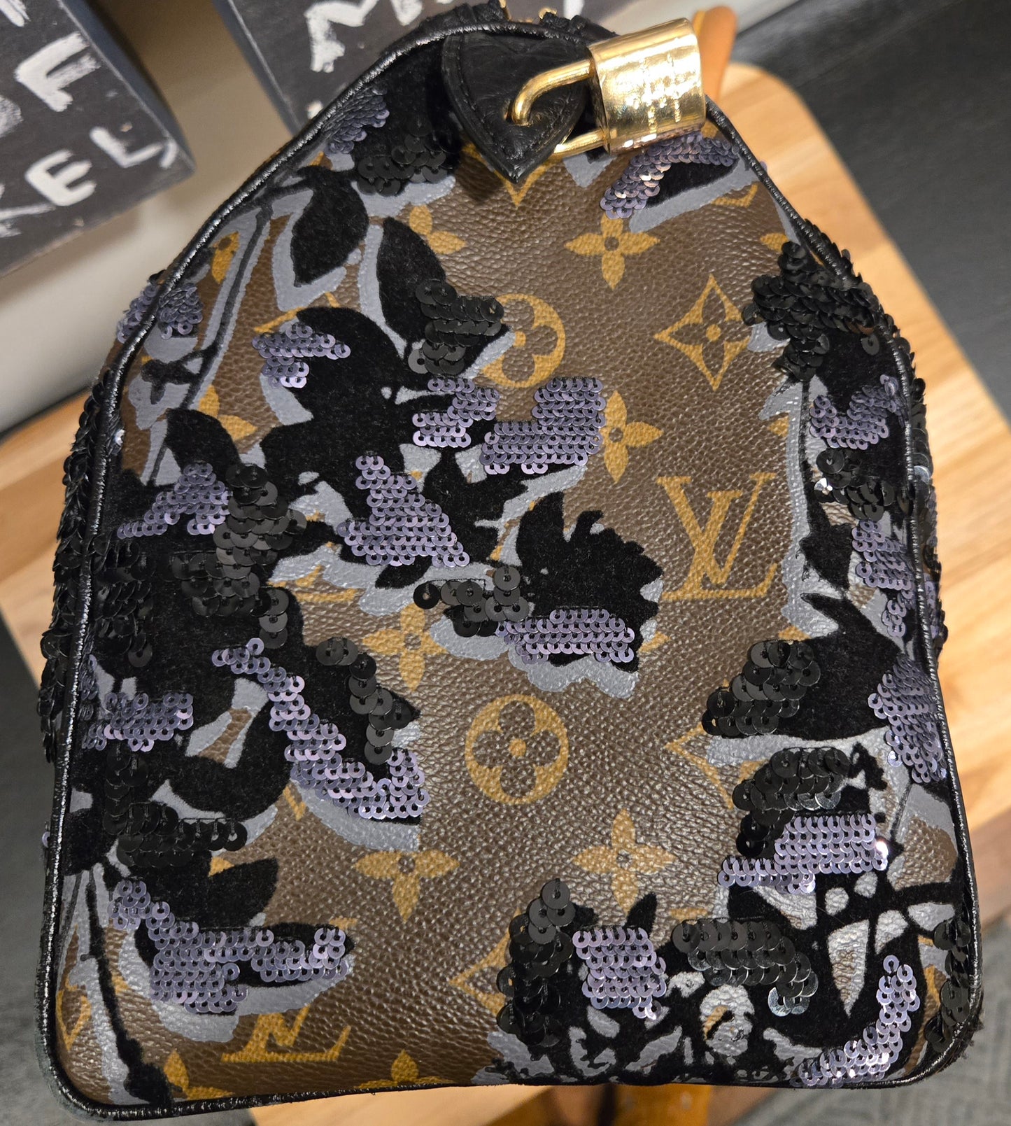 Louis Vuitton Speedy 30 Monogram FLEUR DE JAIS Sequins, COA Included