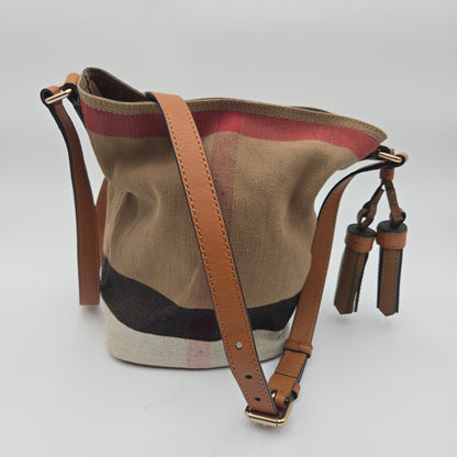 Burberry Canvas Mega Check Mini Ashby Hobo Crossbody