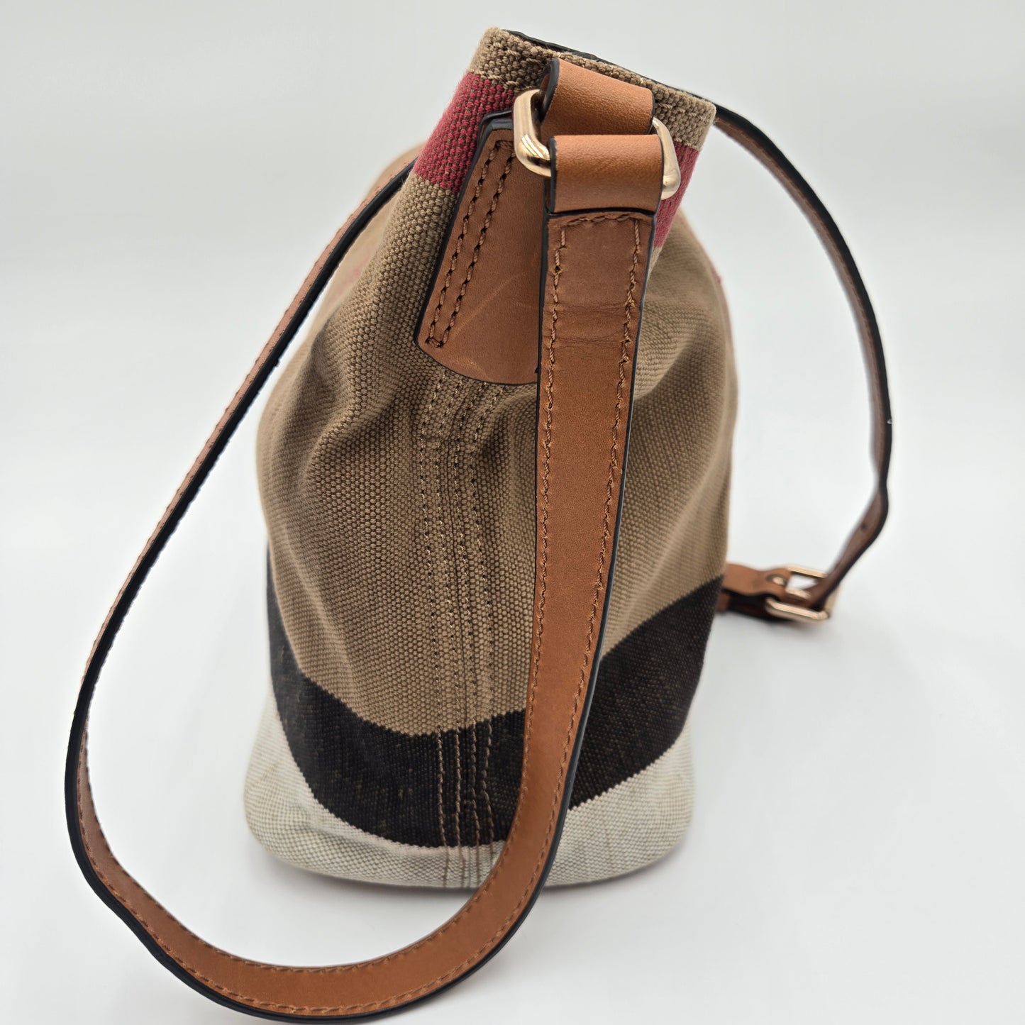 Burberry Canvas Mega Check Mini Ashby Hobo Crossbody