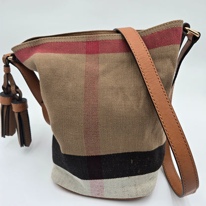 Burberry Canvas Mega Check Mini Ashby Hobo Crossbody