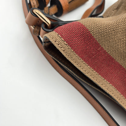 Burberry Canvas Mega Check Mini Ashby Hobo Crossbody