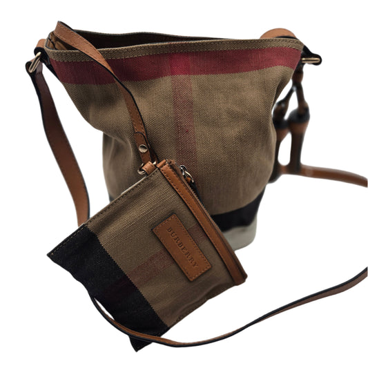 Burberry Canvas Mega Check Mini Ashby Hobo Crossbody