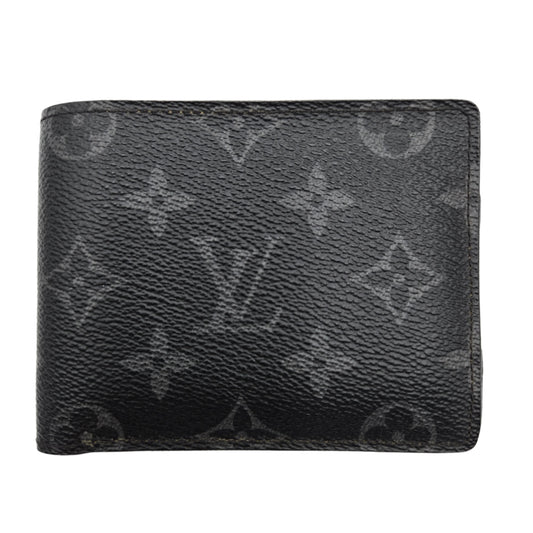 Louis Vuitton Monogram Eclipse Portefeuille Multiple Bi-fold Wallet Black PVC Men's