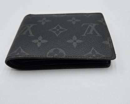 Louis Vuitton Monogram Eclipse Portefeuille Multiple Bi-fold Wallet Black PVC Men's