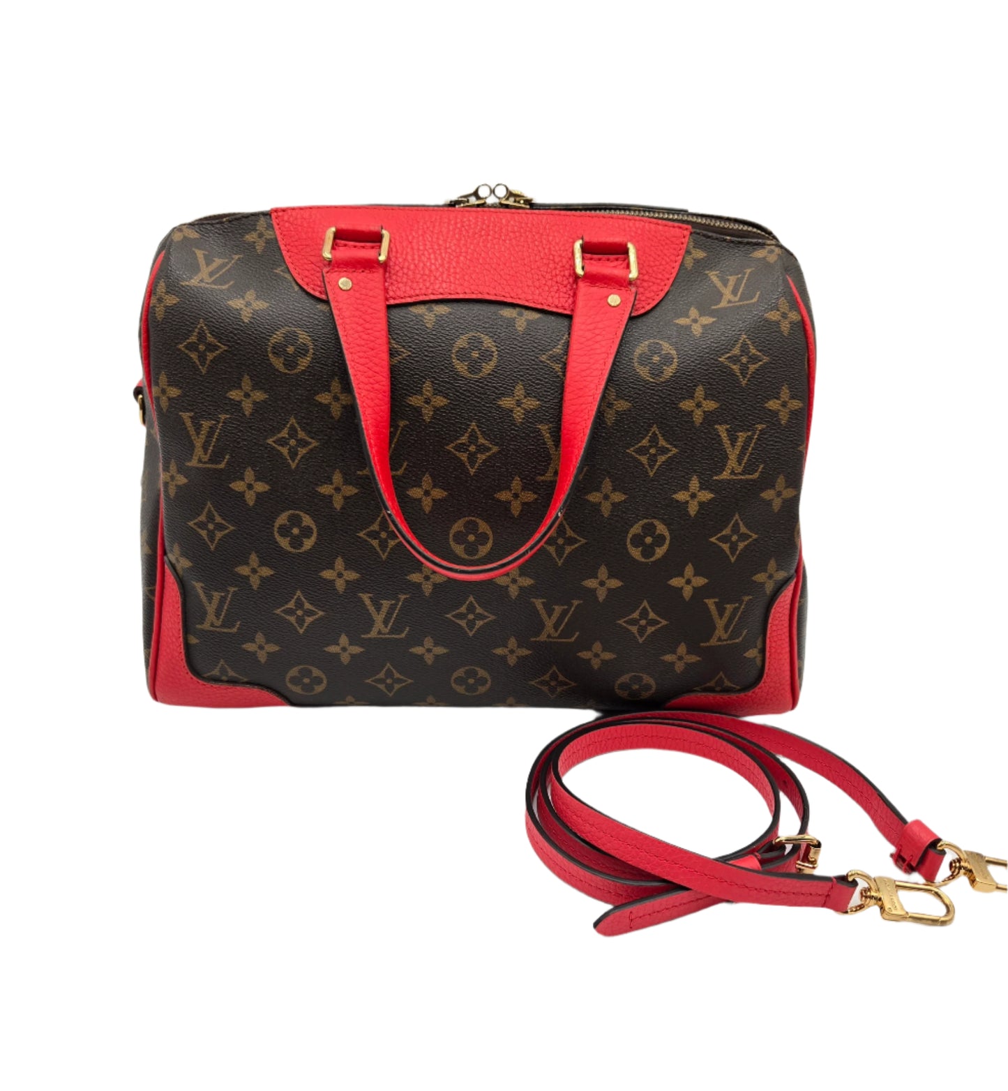 Louis Vuitton Retiro PM Bag/Shoulder Handbag Monogram Canvas Coquelicot Brown/Red