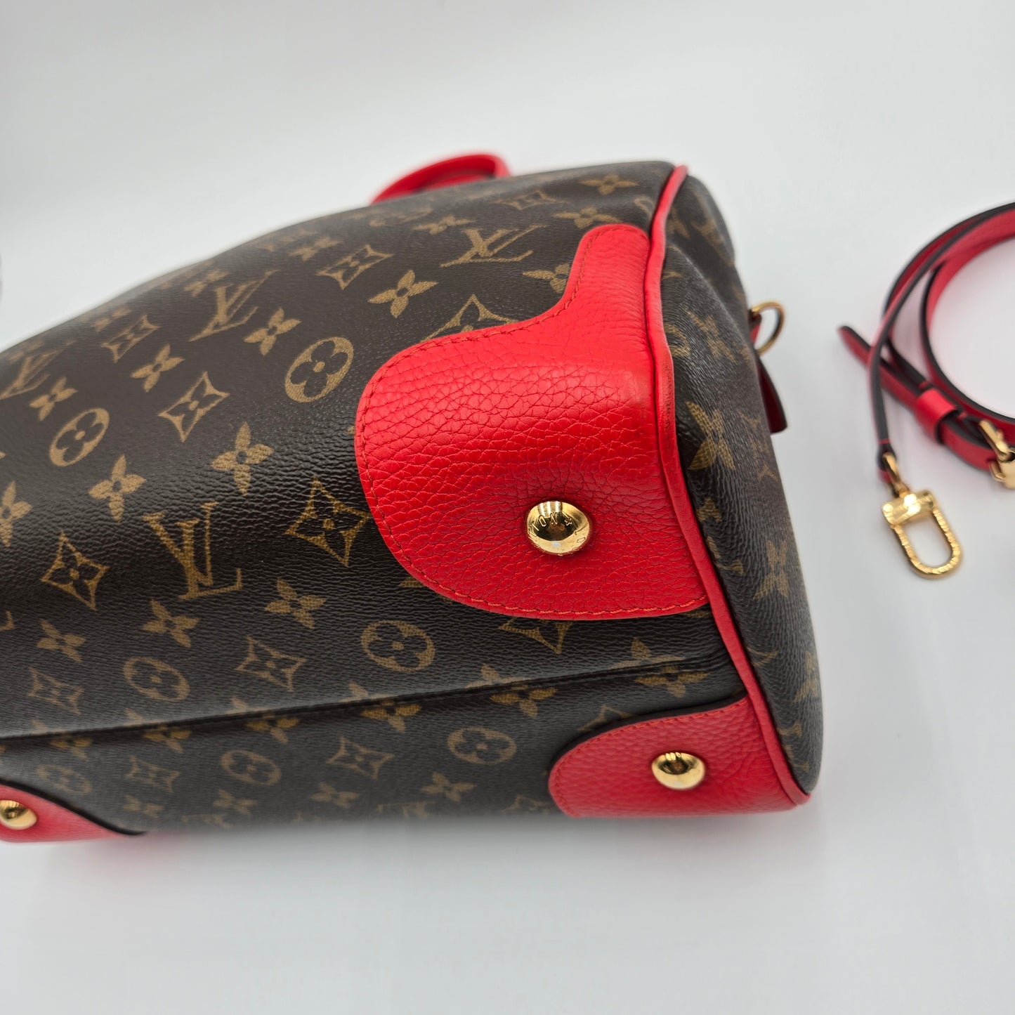 Louis Vuitton Retiro PM Bag/Shoulder Handbag Monogram Canvas Coquelicot Brown/Red