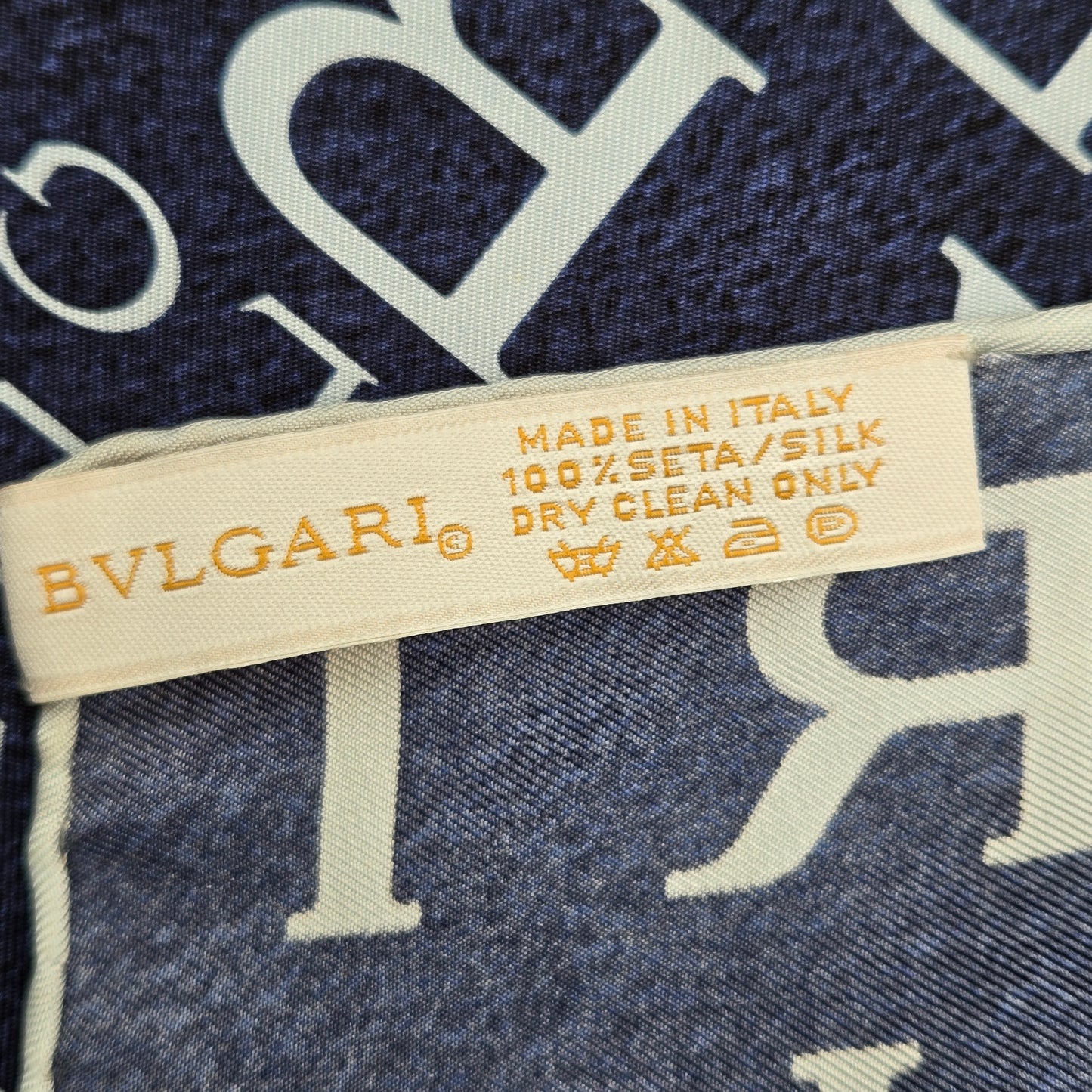 BVLGARI Silk Scarf Blue / White