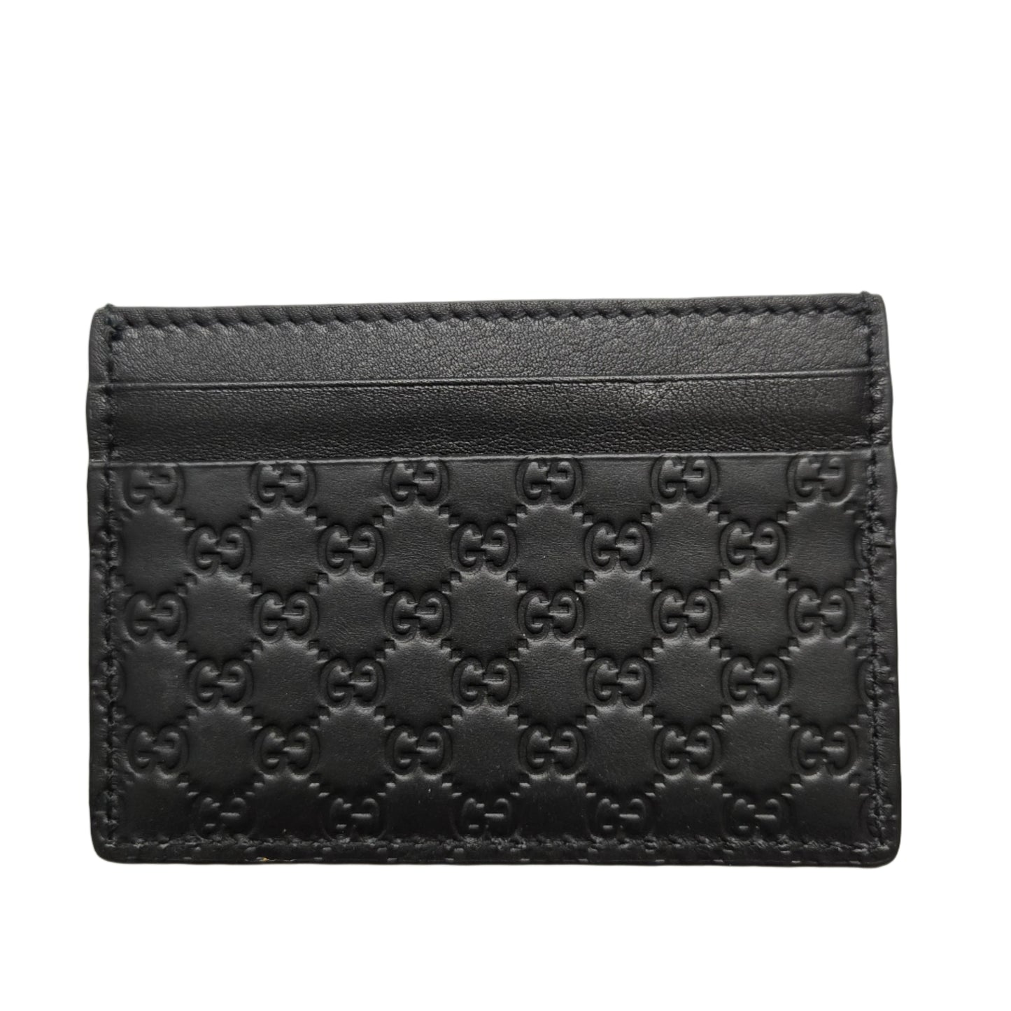 GUCCI Black Leather Guccissimo Card Holder