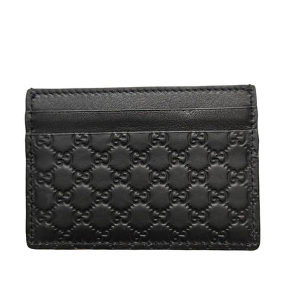 GUCCI Black Leather Guccissimo Card Holder