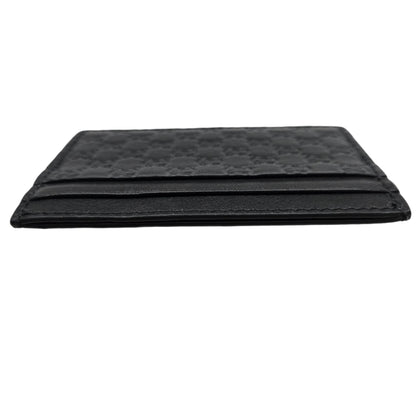 GUCCI Black Leather Guccissimo Card Holder