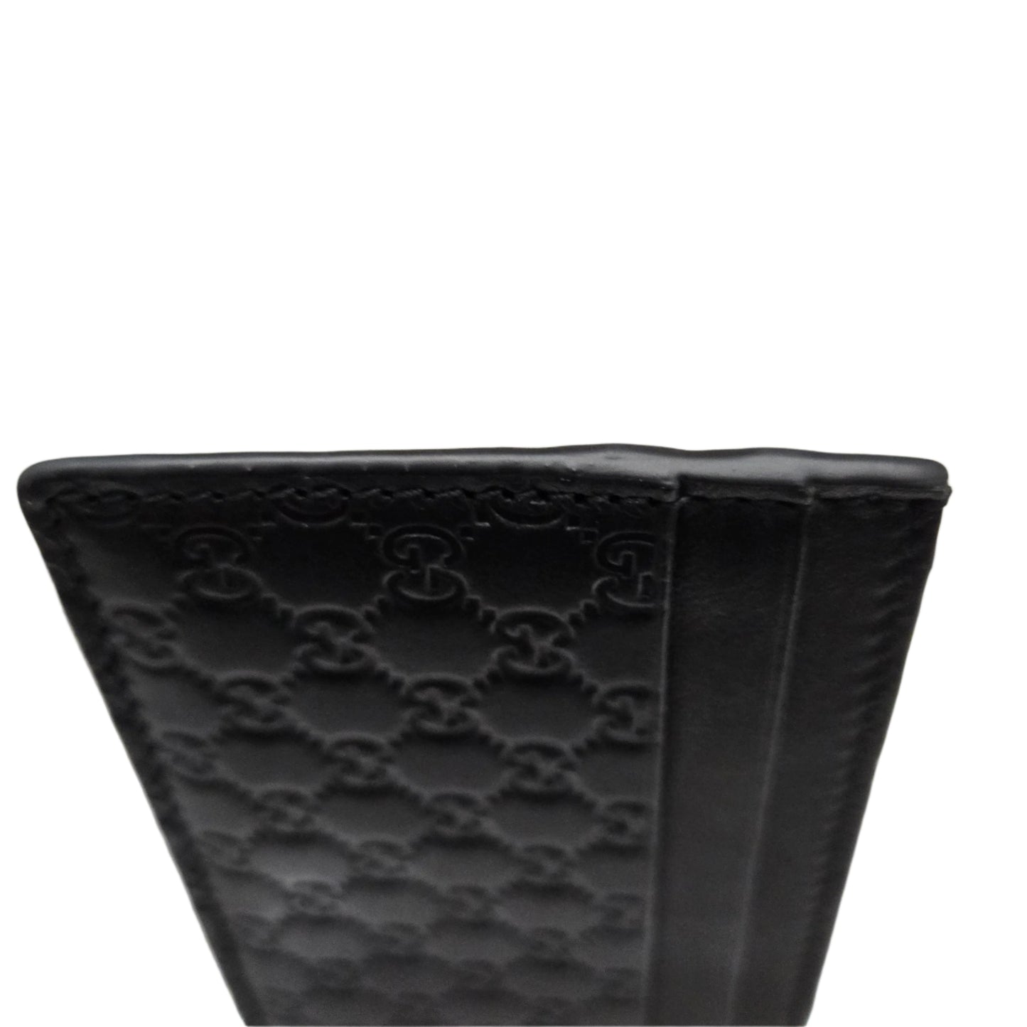 GUCCI Black Leather Guccissimo Card Holder