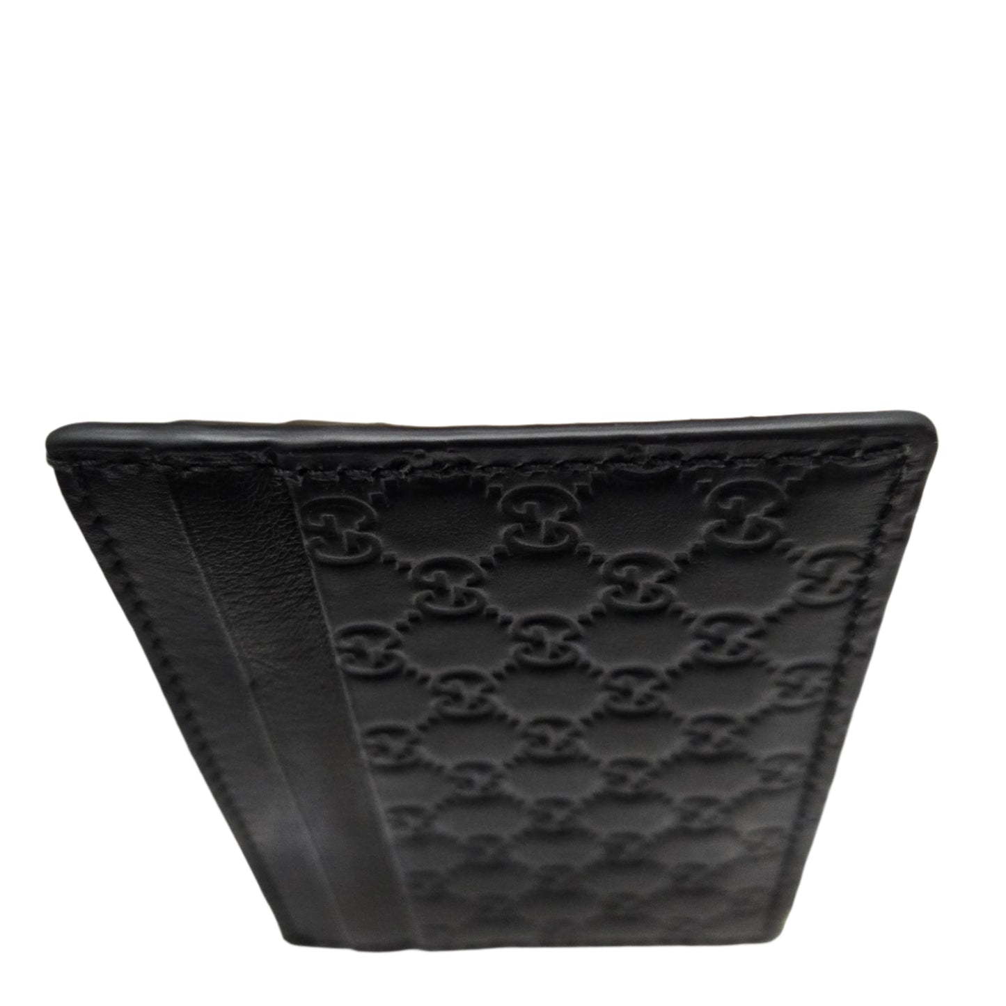 GUCCI Black Leather Guccissimo Card Holder