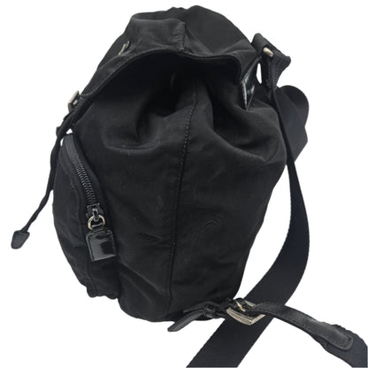 Prada Black Tessuto Nylon/Leather Triangle  Backpack