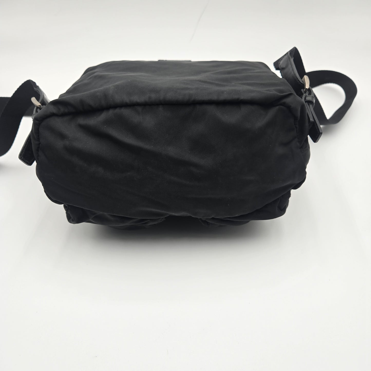 Prada Black Tessuto Nylon/Leather Triangle  Backpack