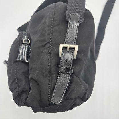 Prada Black Tessuto Nylon/Leather Triangle  Backpack