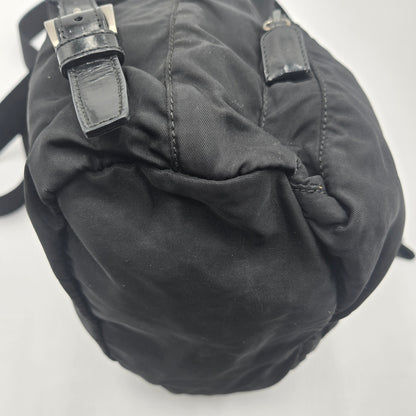 Prada Black Tessuto Nylon/Leather Triangle  Backpack