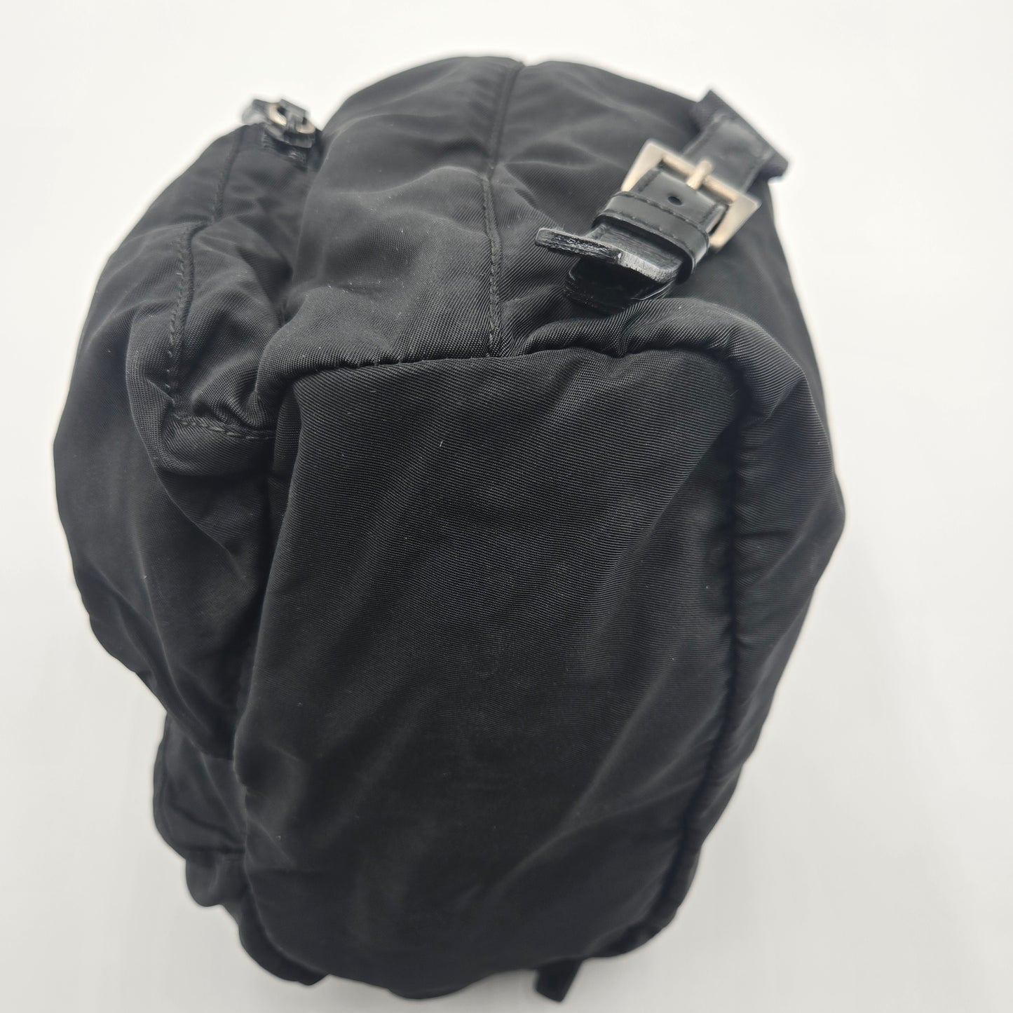 Prada Black Tessuto Nylon/Leather Triangle  Backpack