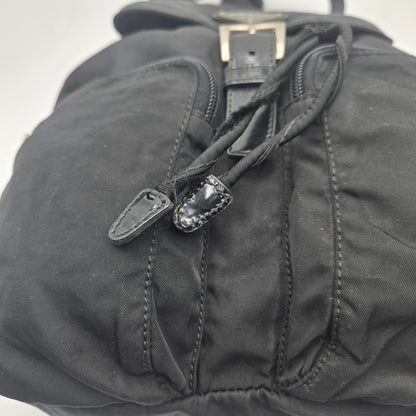 Prada Black Tessuto Nylon/Leather Triangle  Backpack