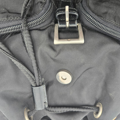 Prada Black Tessuto Nylon/Leather Triangle  Backpack