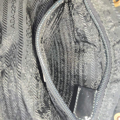 Prada Black Tessuto Nylon/Leather Triangle  Backpack