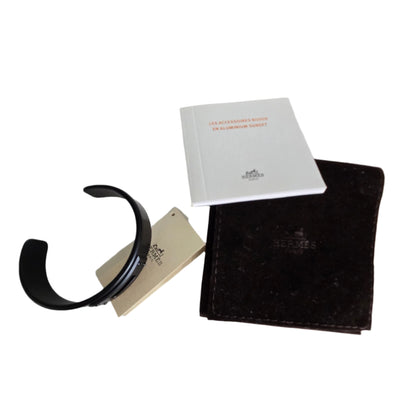 Hermes Kelly Aluminum Bangle Cuff Bracelet Black
