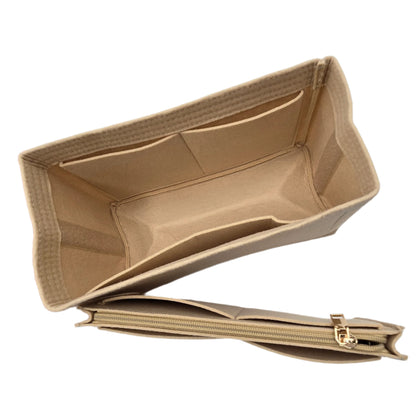 SMALL INNER PURSE LINER - Multi Pockets Cosmetic Bag (H4.1" x W8.6" x L4.3")