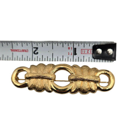 Givenchy Vintage Brooch Pin Brushed Gold Bar Linked Textured - VINTAGE 1980s