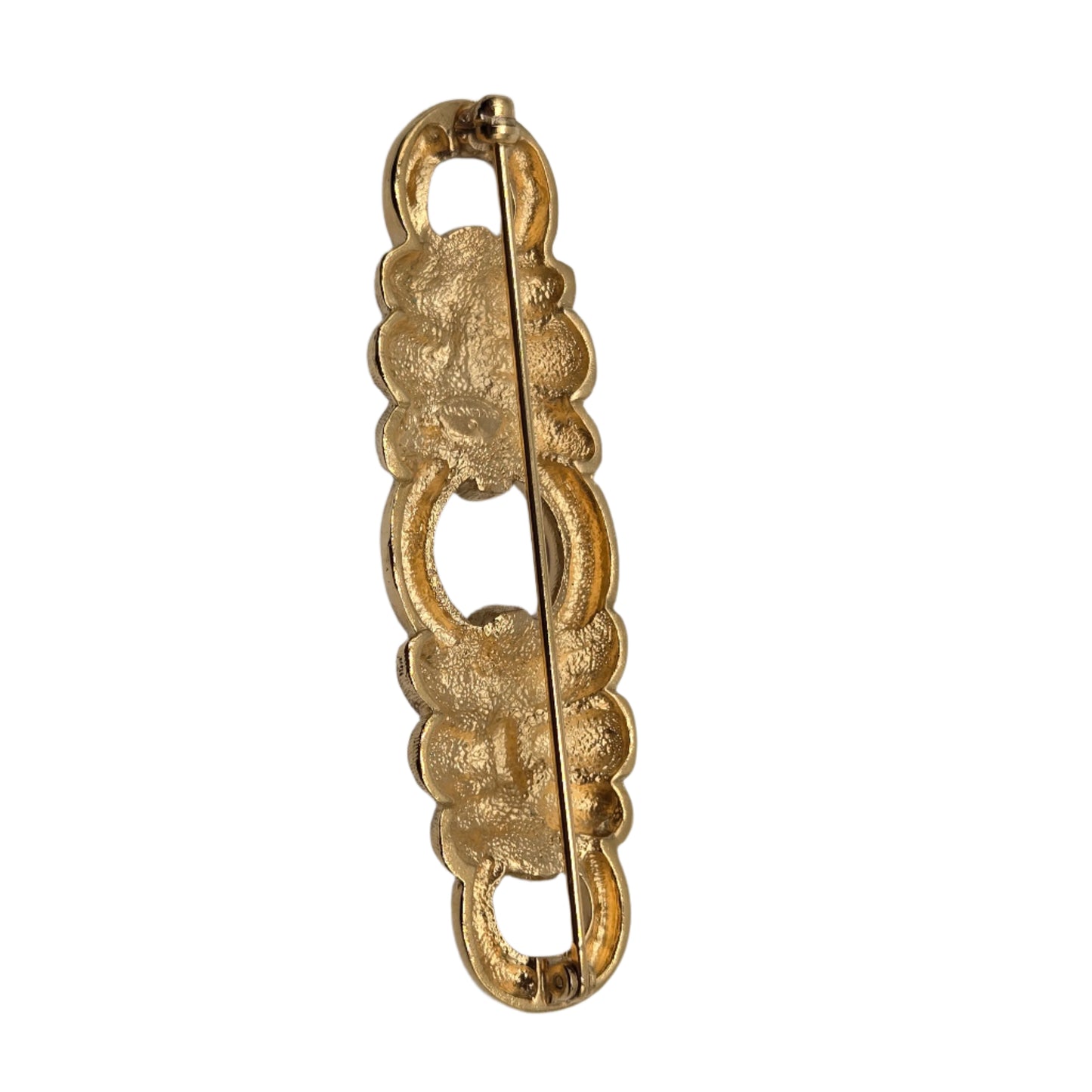 Givenchy Vintage Brooch Pin Brushed Gold Bar Linked Textured - VINTAGE 1980s
