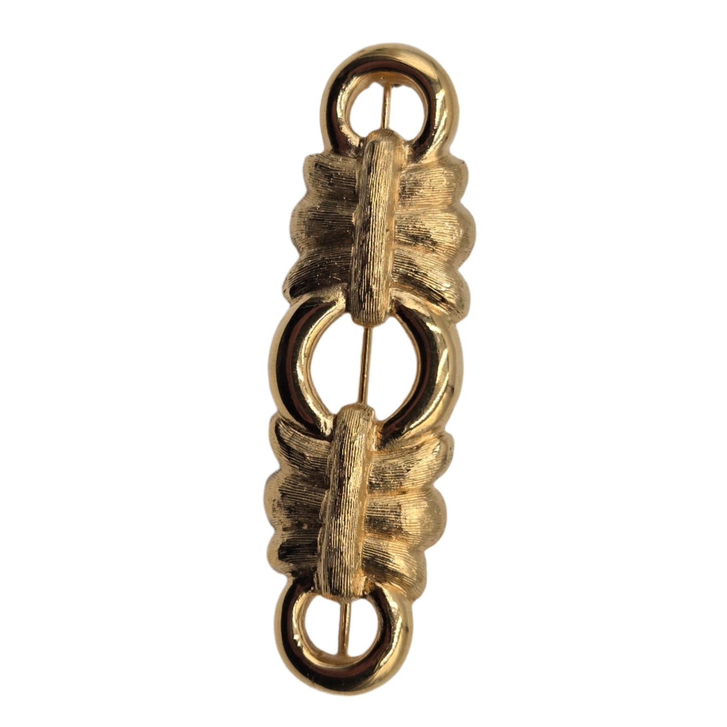Givenchy Vintage Brooch Pin Brushed Gold Bar Linked Textured - VINTAGE 1980s