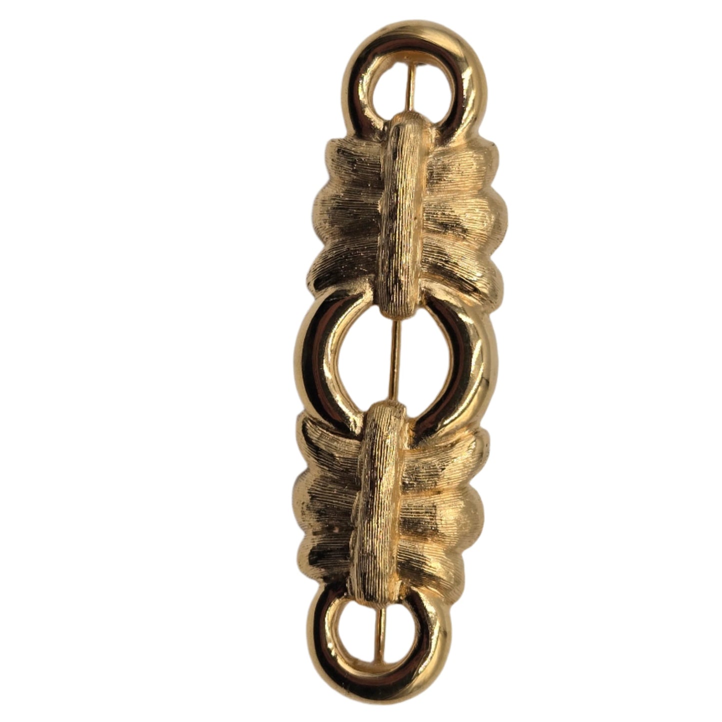 Givenchy Vintage Brooch Pin Brushed Gold Bar Linked Textured - VINTAGE 1980s