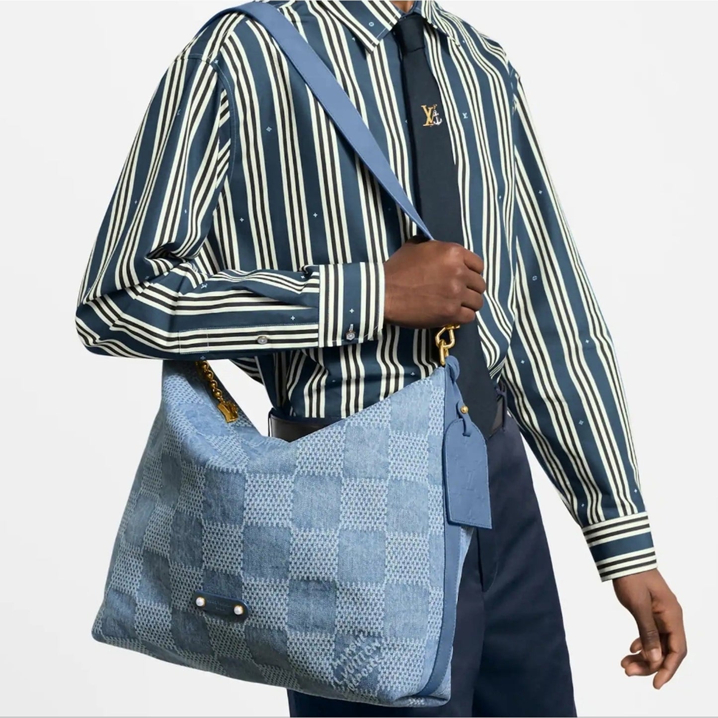 NWT - Louis Vuitton Damier Denim Vagabond Hobo Blue, COA included