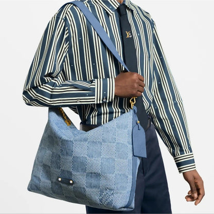 NWT - Louis Vuitton Damier Denim Vagabond Hobo Blue, COA included