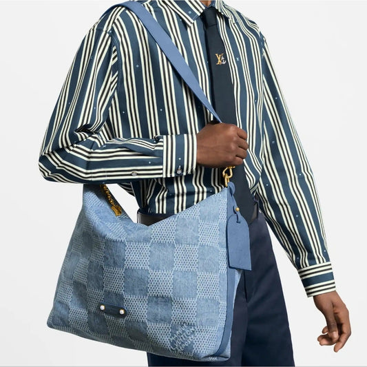 NWT - Louis Vuitton Damier Denim Vagabond Hobo Blue, COA included