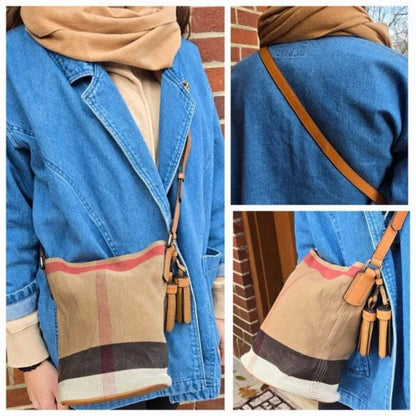 Burberry Canvas Mega Check Mini Ashby Hobo Crossbody