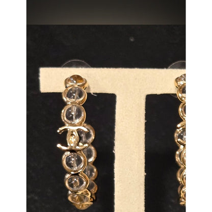 #198 - Chanel Gold-Tone/Transparent Resin CC Hoop Earrings A24